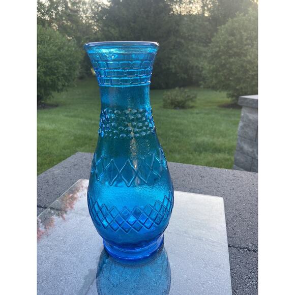 Vintage Vimax Aqua Blue Glass Vase Made In Italy 13” Tall With Original Sticker - Picture 2 of 10